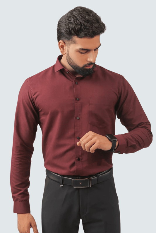 Maroon Cotton Men's Shirt – Bold & Elegant Slim Fit A(1262) - KITES CLUB