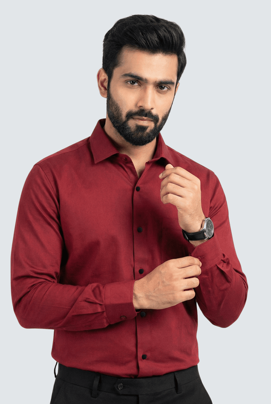 Maroon Cotton Shirt for Men – Slim Fit Stylish Wear - KITES CLUB