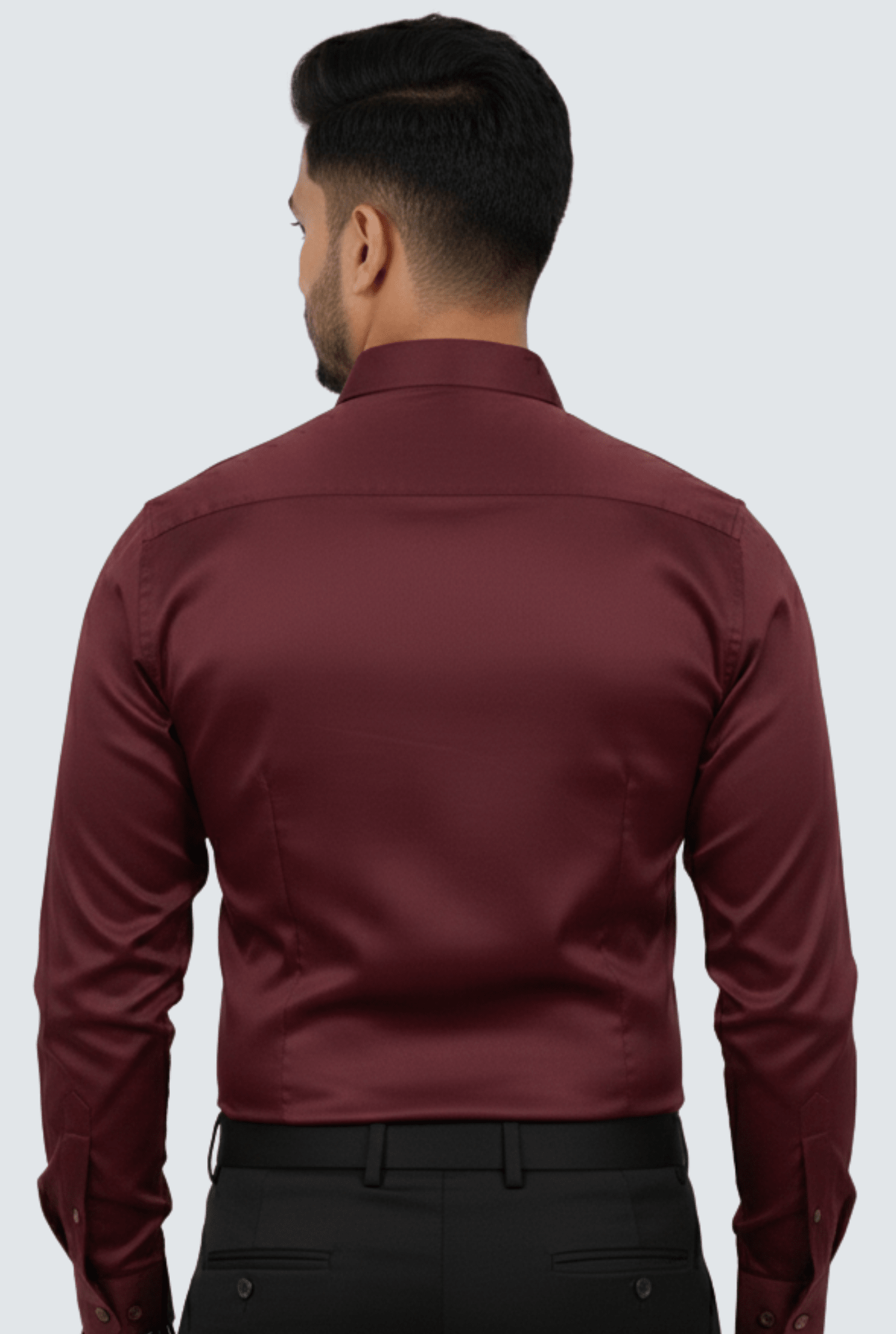 Maroon Imperial Embroidered Satin Shirt (1807) - KITES CLUB