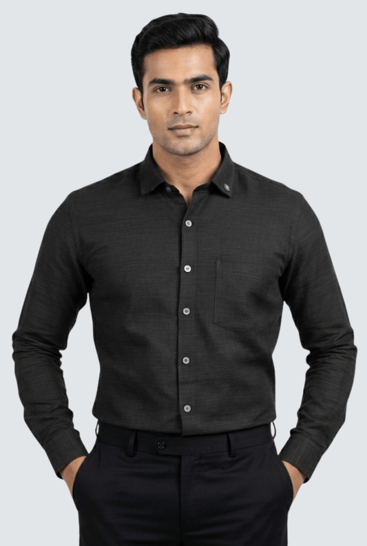 Men’s Black Linen Shirt – Premium Comfort Fit - KITES CLUB