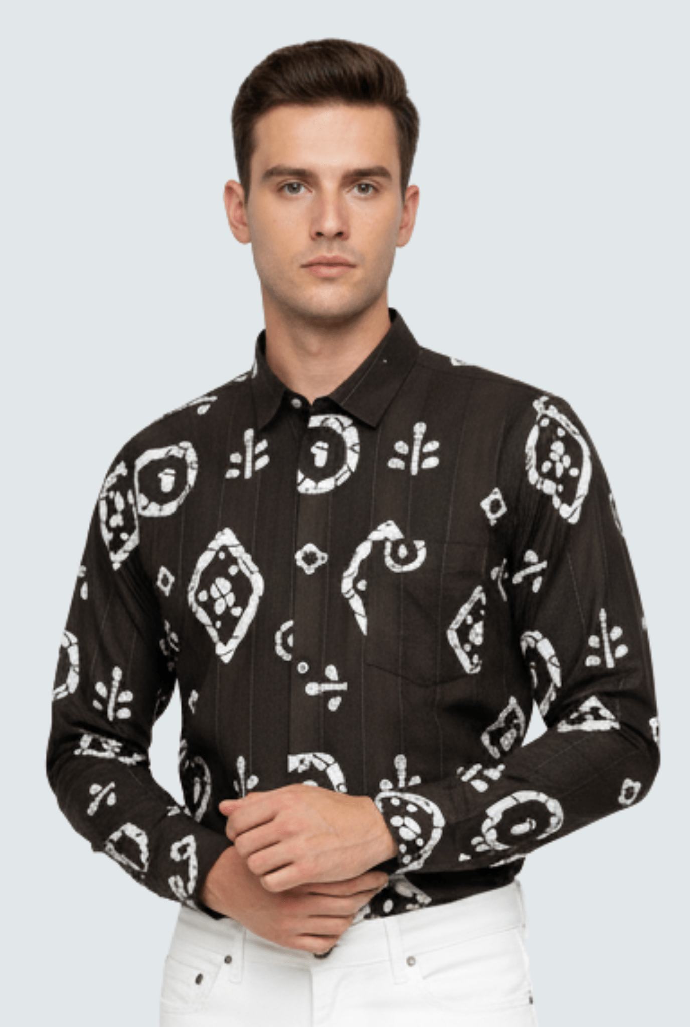Men’s Black Printed Shirt – Premium Casual & Club Wear(1741) - KITES CLUB