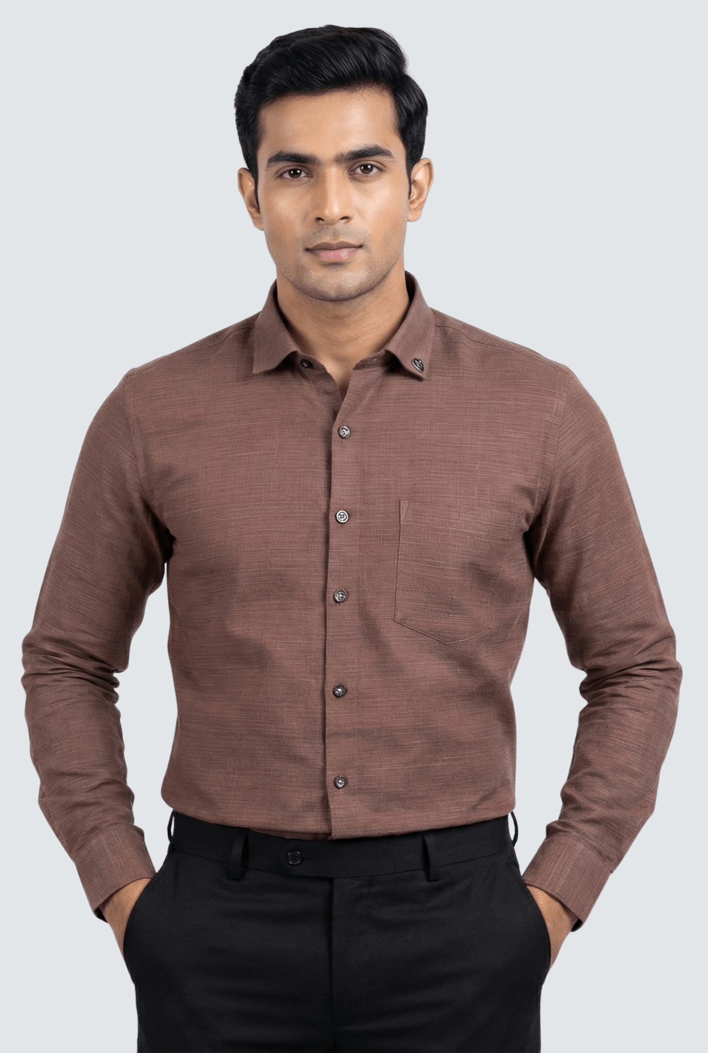 Men’s Brown breathable linen shirt - KITES CLUB
