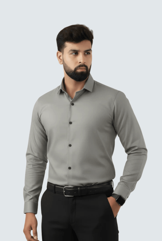 "Men’s Dark Grey Satin Shirt – Premium Glossy Finish" | Kites Club(847) - KITES CLUB