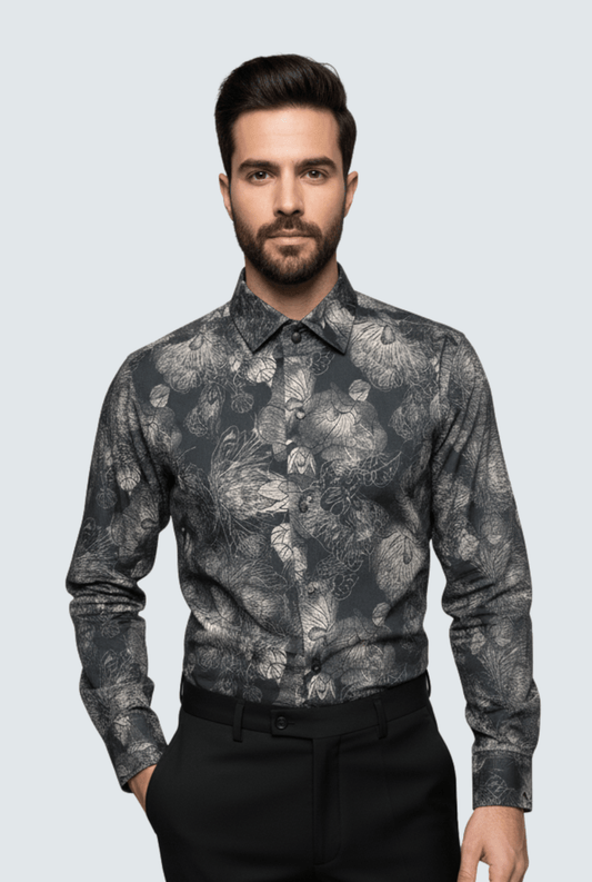 "Men’s Digital Floral Printed Shirt Casual Wear "A - (1712) - KITES CLUB