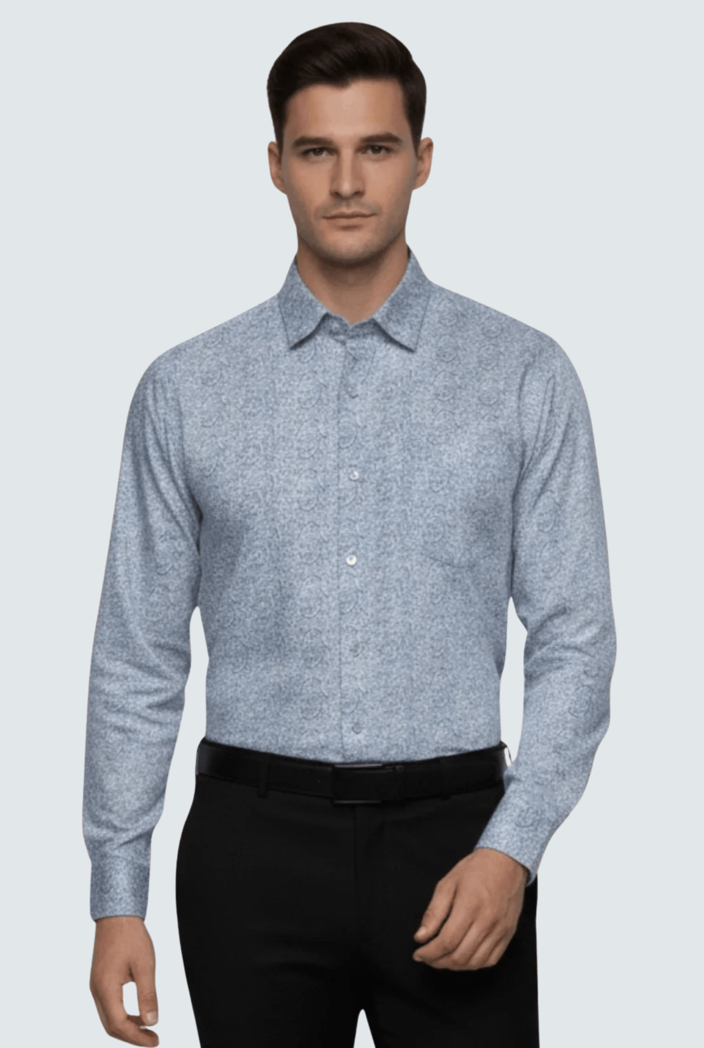 Men’s Light Blue Satin Shirt – Premium Regular Fit(1748) - KITES CLUB