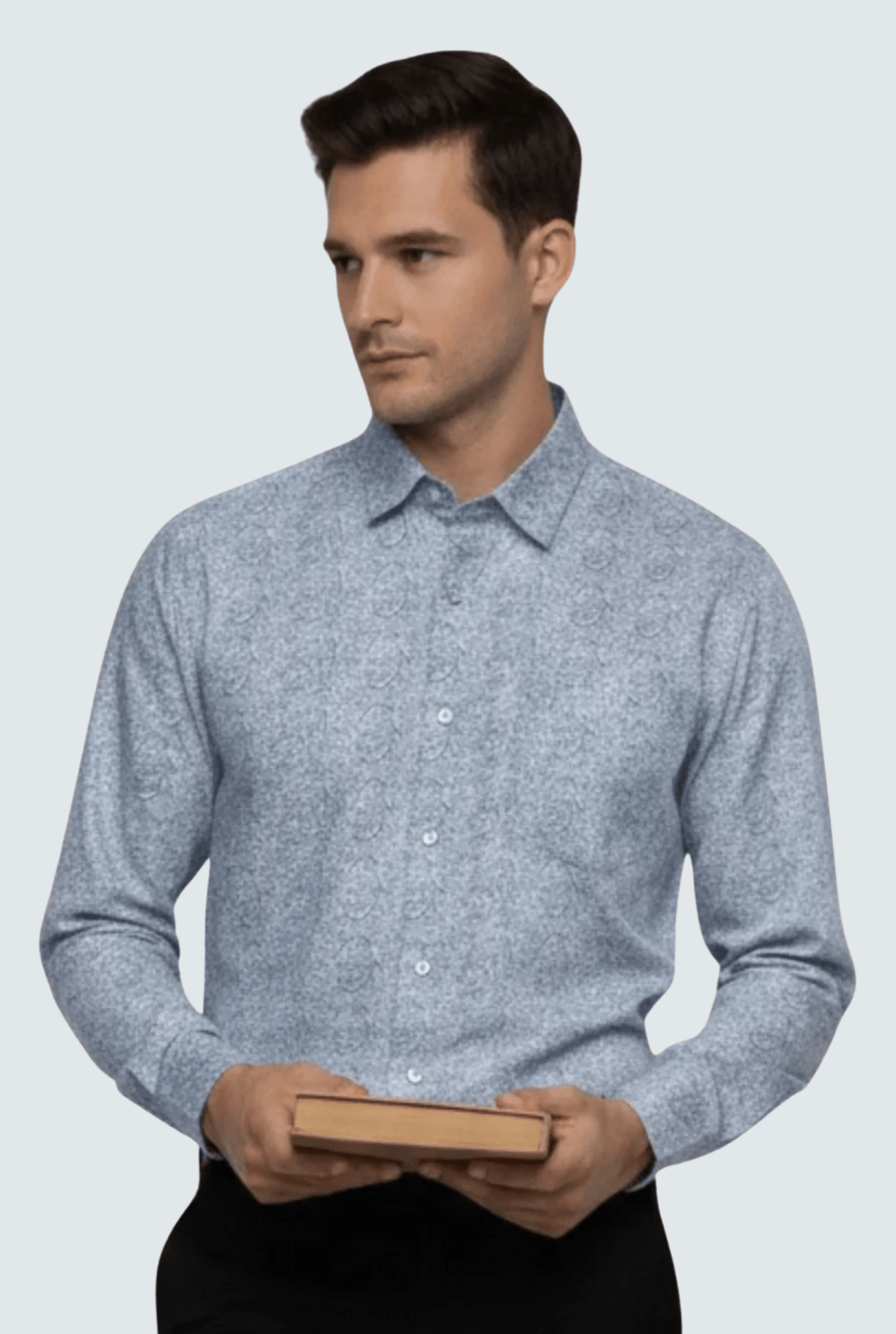 Men’s Light Blue Satin Shirt – Premium Regular Fit(1748) - KITES CLUB