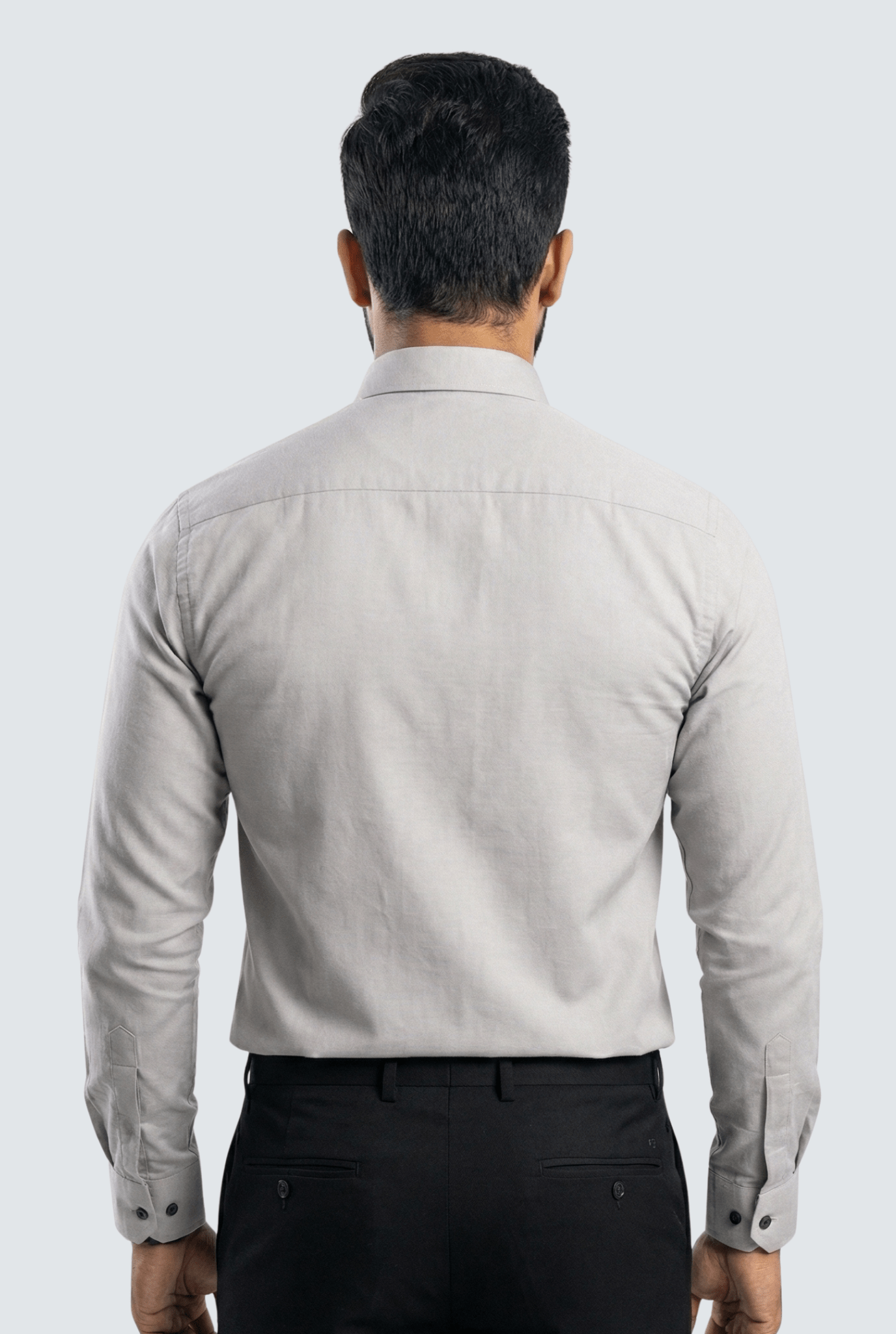 Light grey cotton shirt men back view – Kites Club