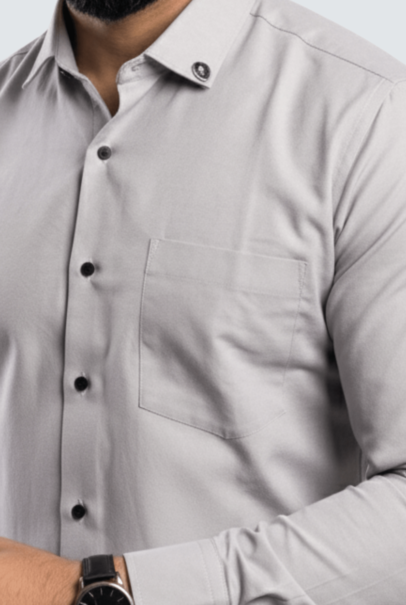 Men’s Light Grey Cotton Slim Fit Shirt for Casual & Office Wear - KITES CLUB