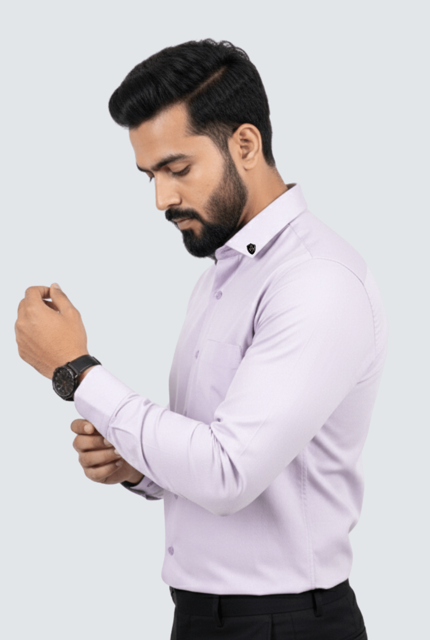 Light purple shirt men side view – Kites Club