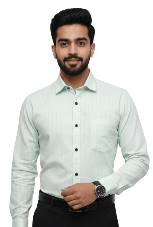 Men’s Mint Green Self Dobby Cotton Shirt (1736) - KITES CLUB