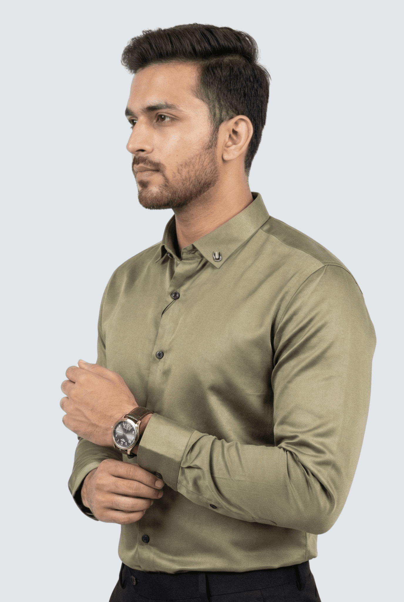 Men’s Olive Green Shirt – Premium Casual & Semi - Formal Wear - KITES CLUB