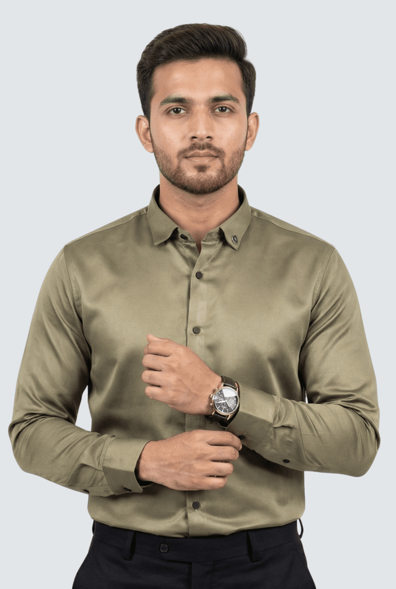 Men’s Olive Green Shirt – Premium Casual & Semi - Formal Wear - KITES CLUB