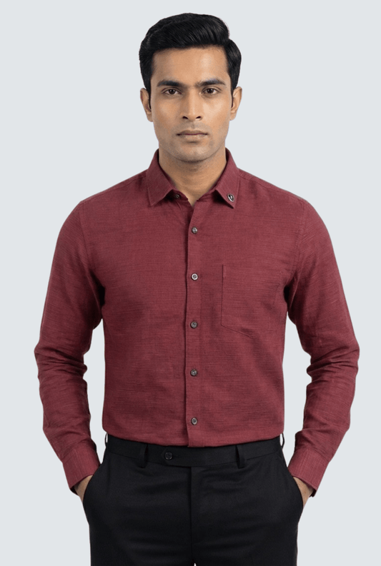 Men’s Premium Maroon Linen Shirt – Soft, Breathable & Stylish - KITES CLUB