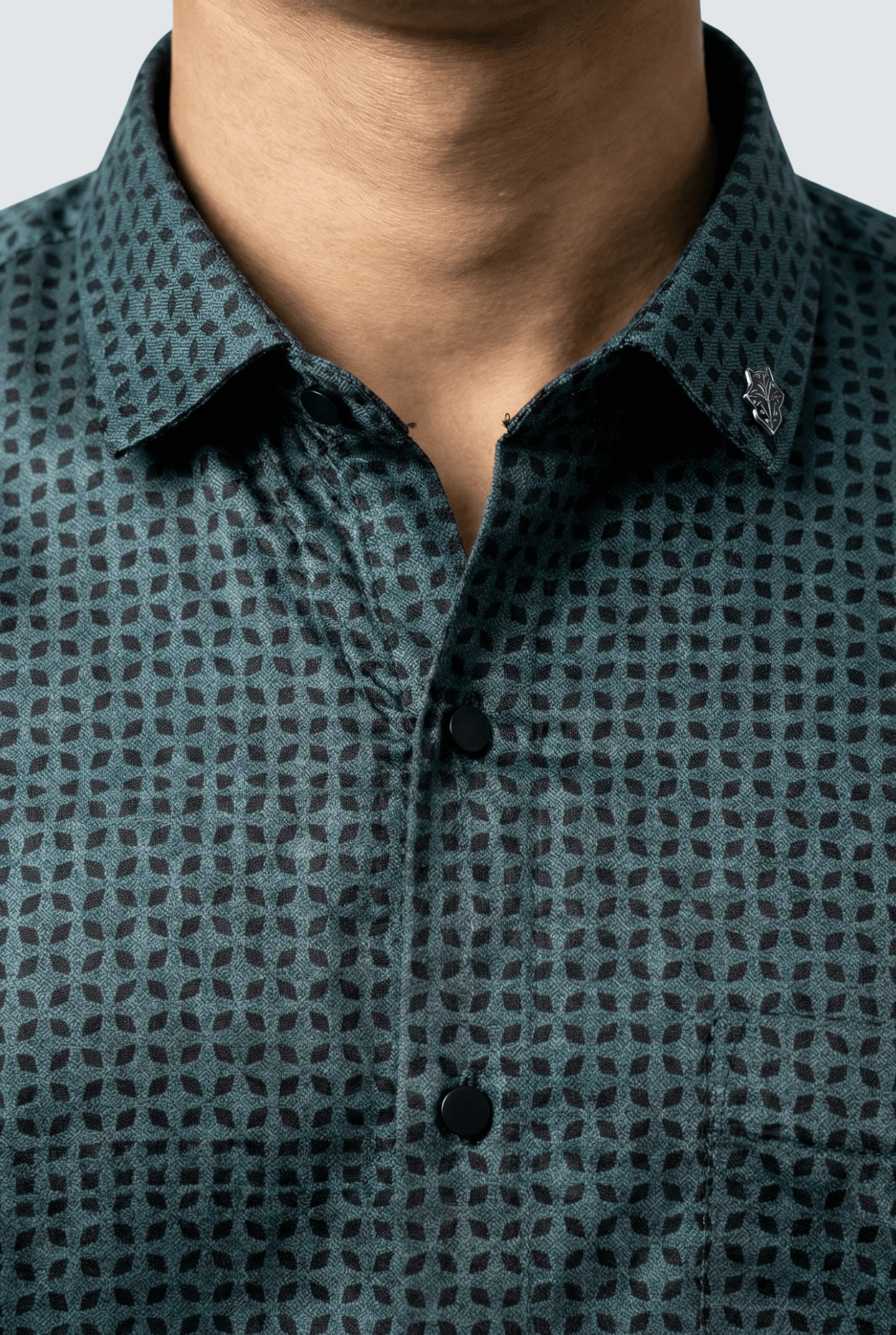 Men’s Premium Oxford Print Cotton Shirt - Green (1750) - KITES CLUB