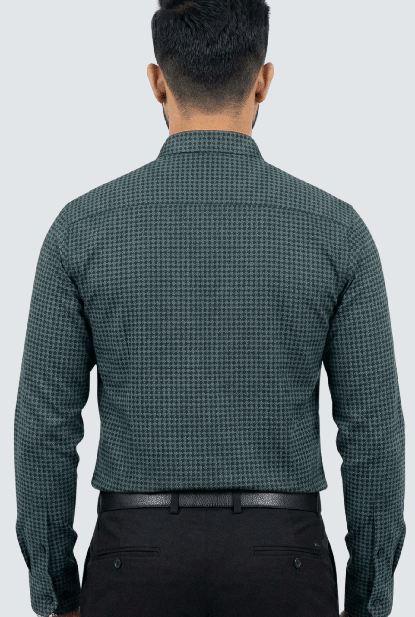 Men’s Premium Oxford Print Cotton Shirt - Green (1750) - KITES CLUB