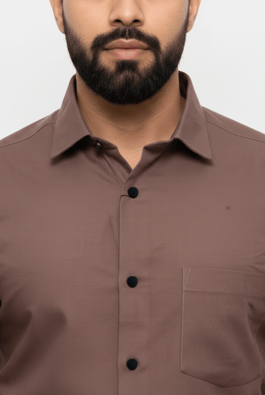 Men’s Rust Cotton Slim Fit Shirt for Casual & Office Wear - KITES CLUB