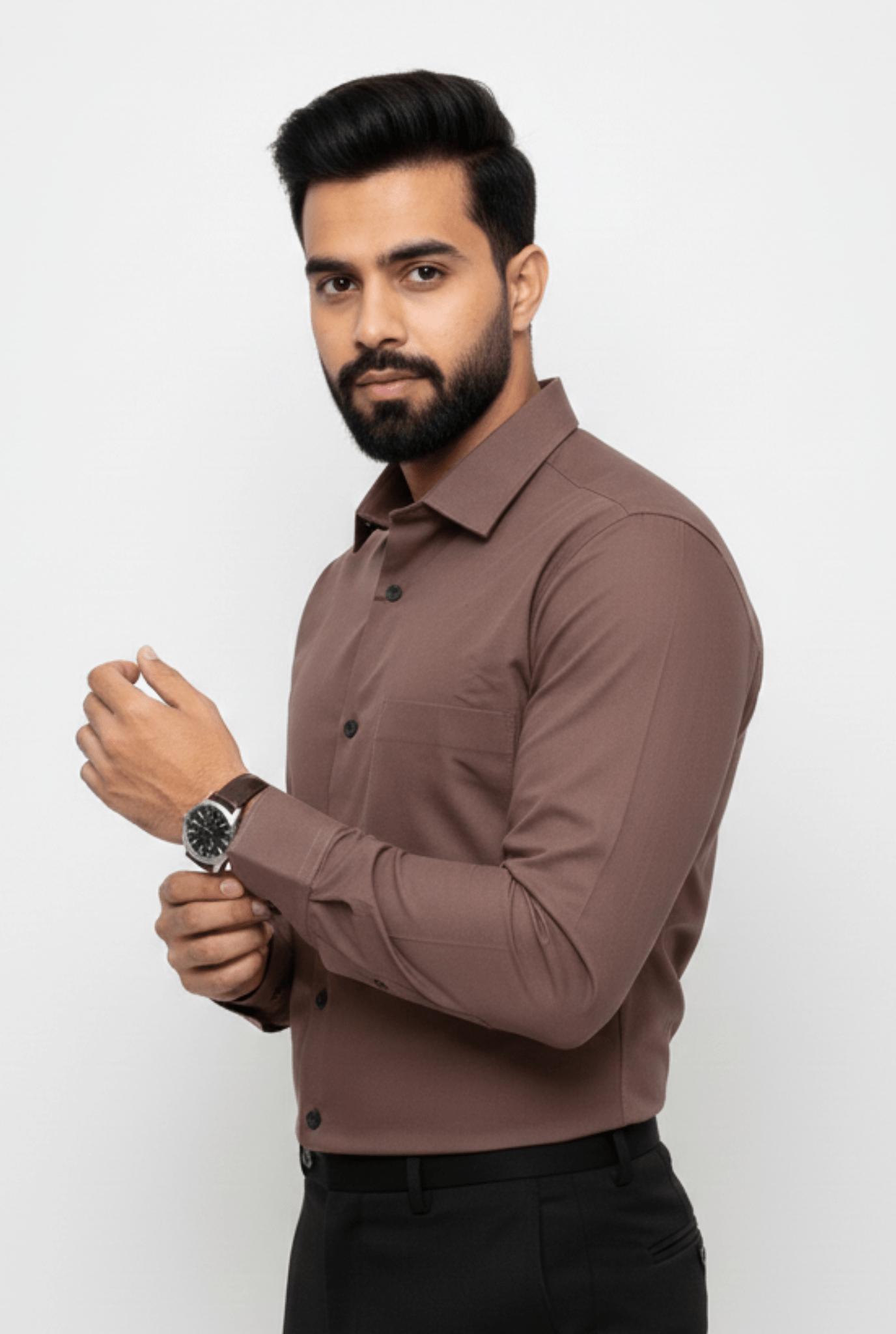 Men’s Rust Cotton Slim Fit Shirt for Casual & Office Wear - KITES CLUB
