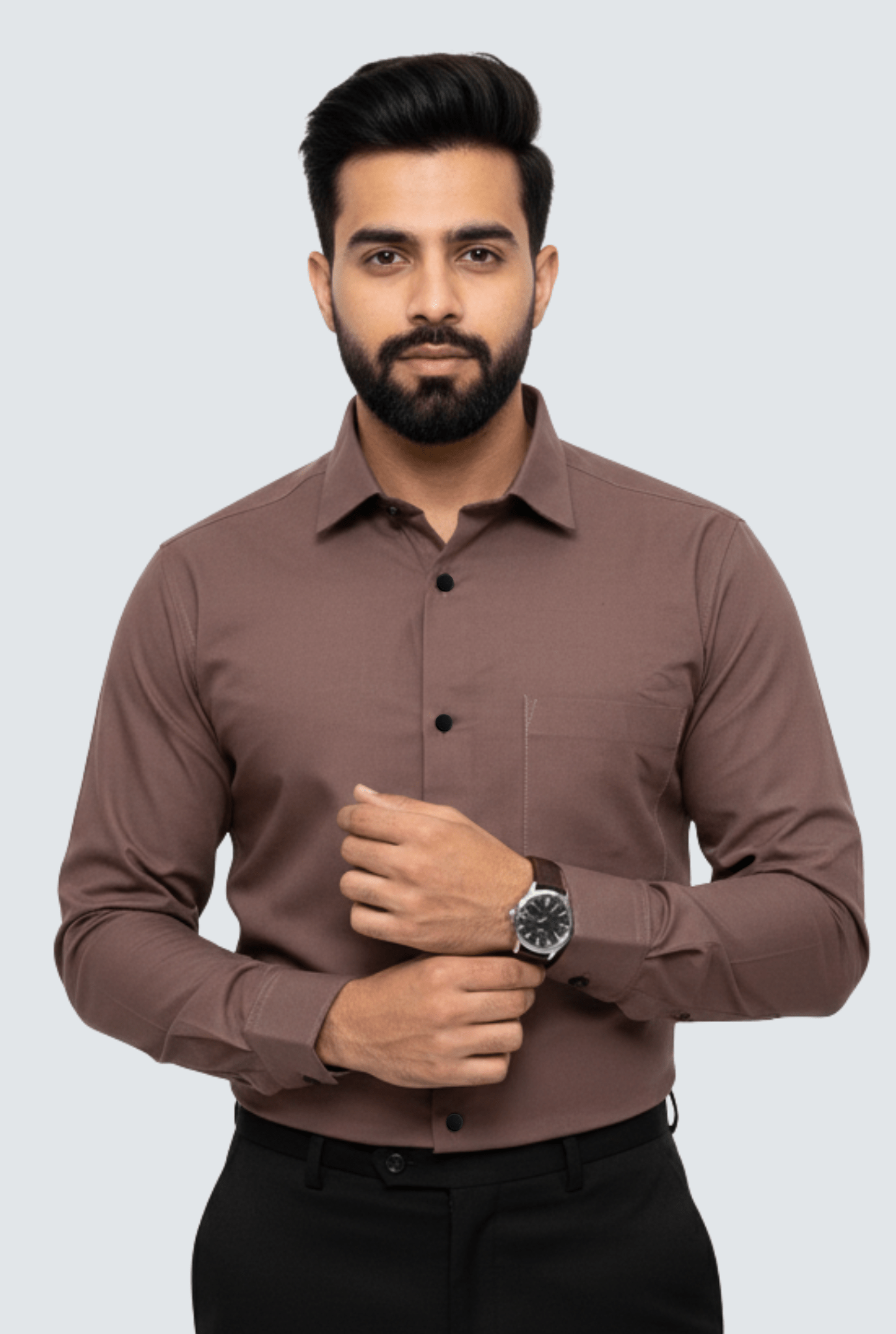 Men’s Rust Cotton Slim Fit Shirt for Casual & Office Wear - KITES CLUB