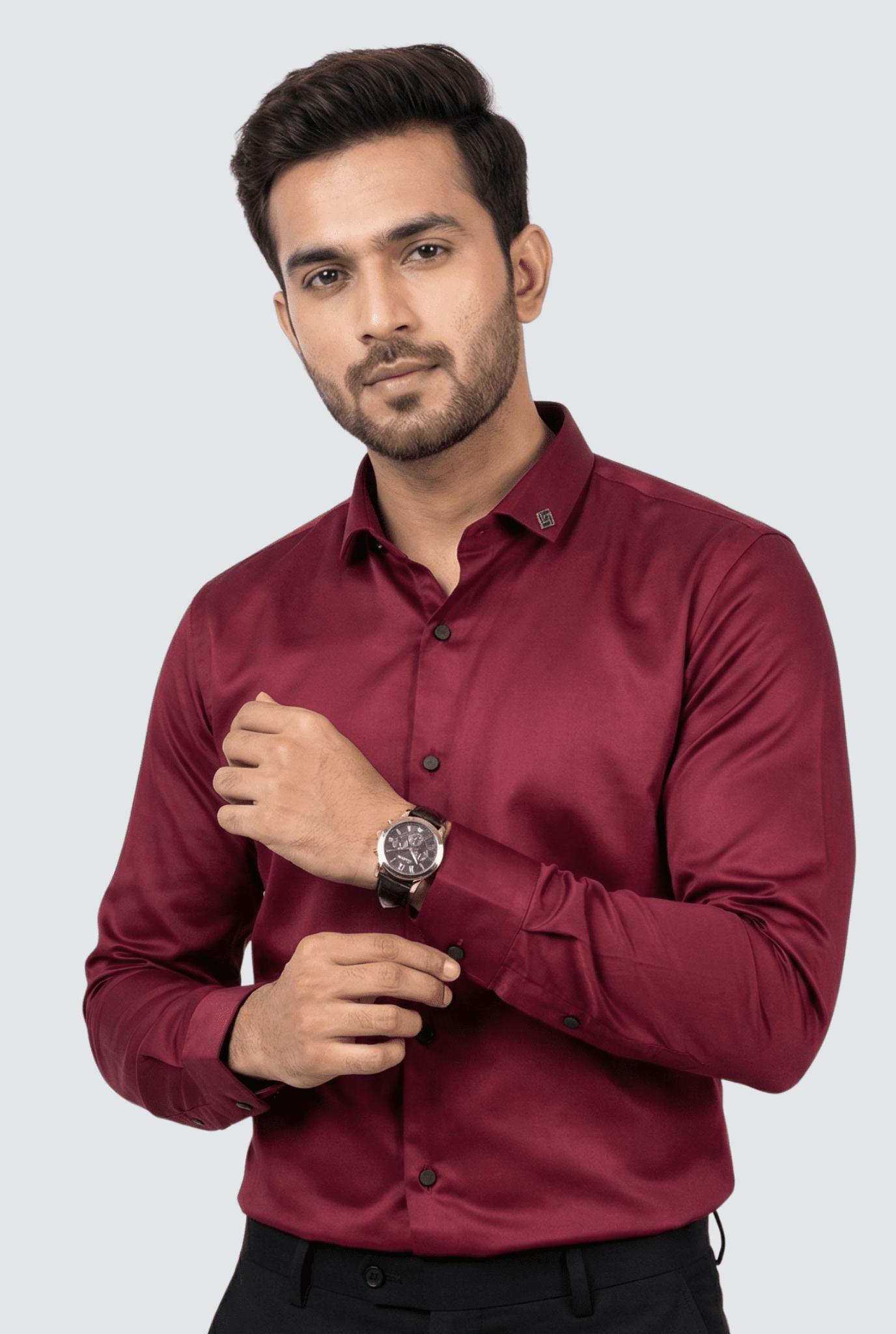 Men’s Satin Mehroon Shirt – Premium Party & Formal Wear - KITES CLUB