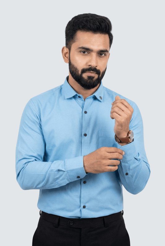 Men’s Sky Blue Cotton Shirt – Stylish Club & Casual Wear - KITES CLUB