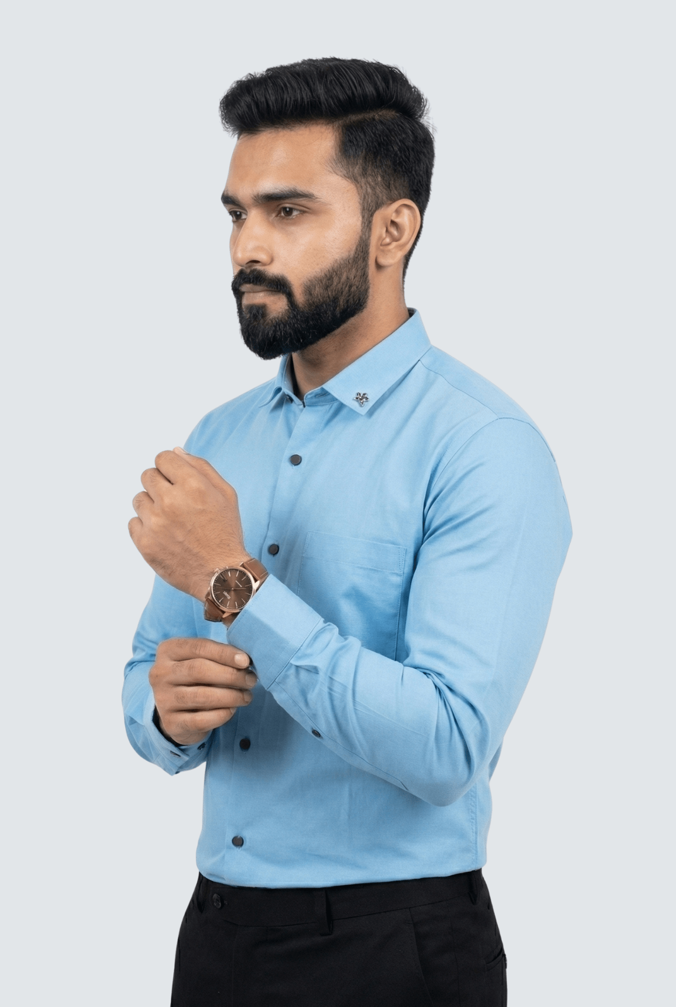 Men’s Sky Blue Cotton Shirt – Stylish Club & Casual Wear - KITES CLUB