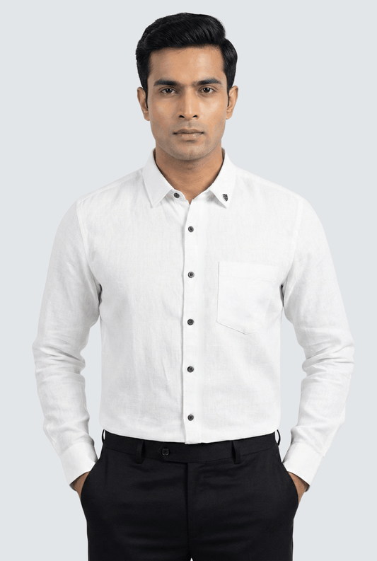 Men’s White Linen Premium Shirt - KITES CLUB
