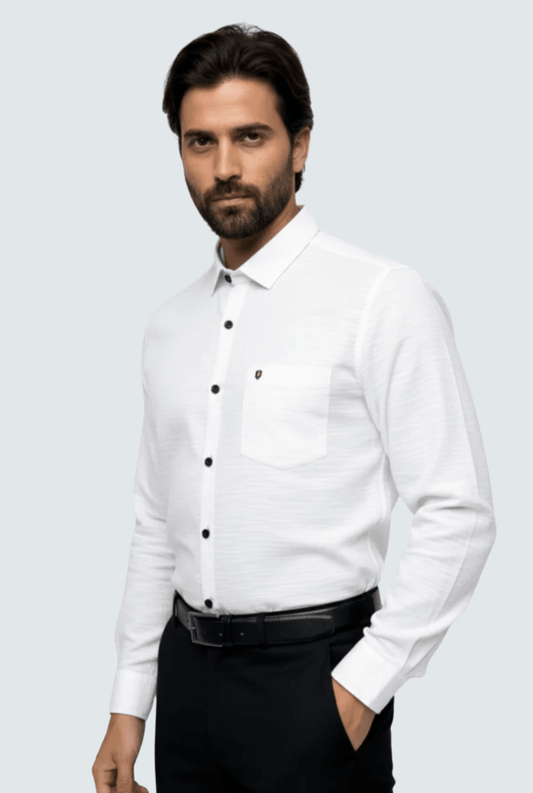"Men’s White Linen Shirt – Classic Regular & Club Wear" (1710) - KITES CLUB