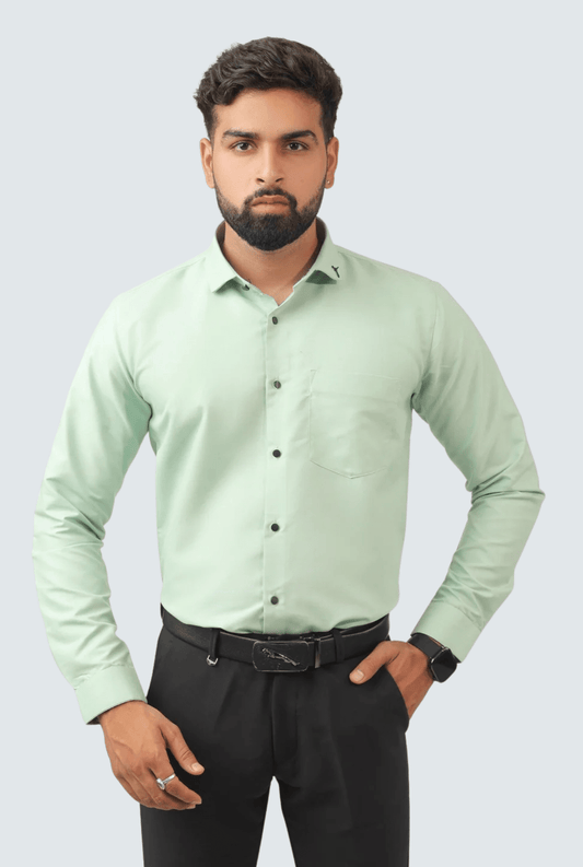 Mint Green Cotton Men's Shirt – Fresh Slim Fit Style A(1262) - KITES CLUB