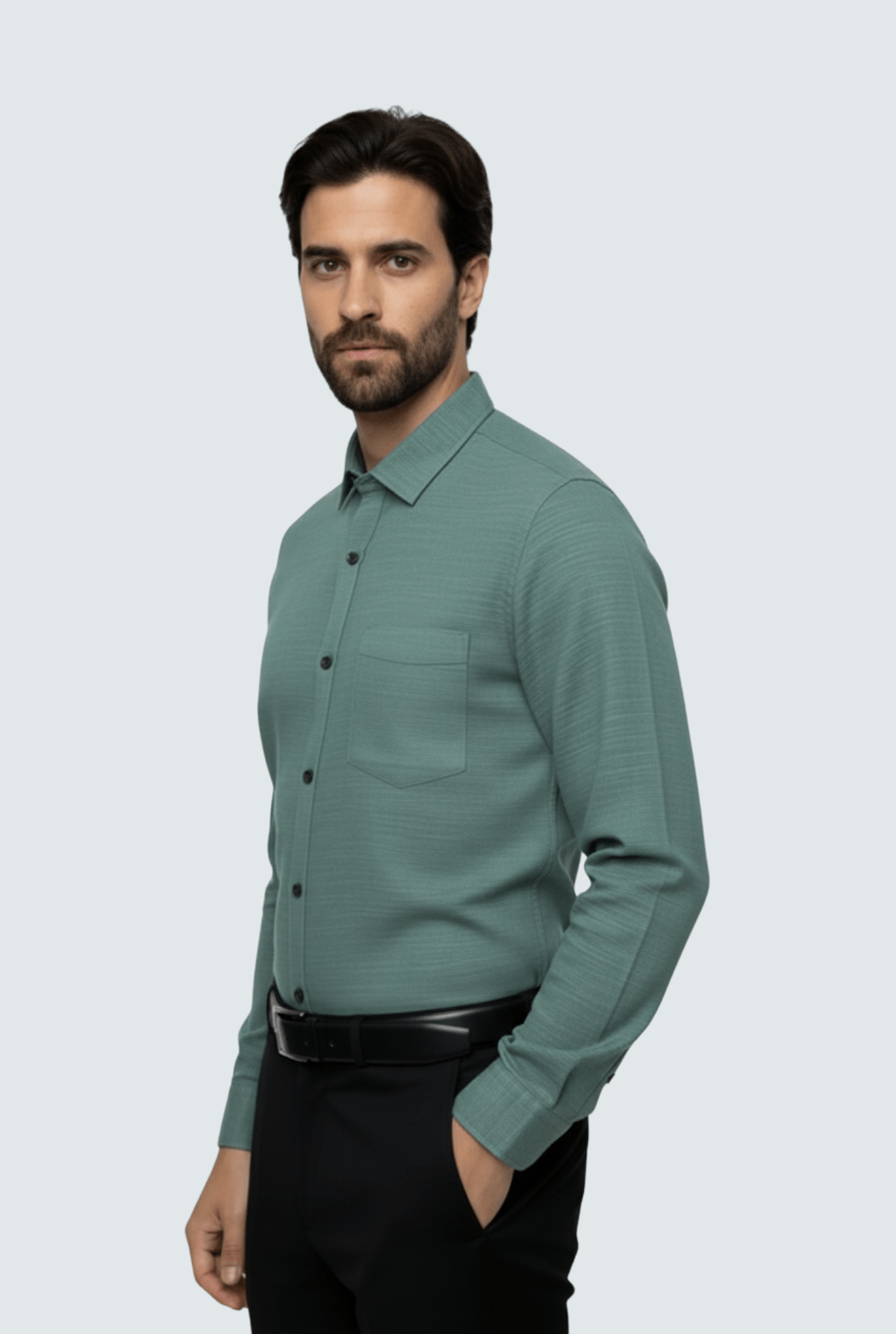 Mint Green Linen Shirt for Men – Premium Full Sleeve (1710) - KITES CLUB