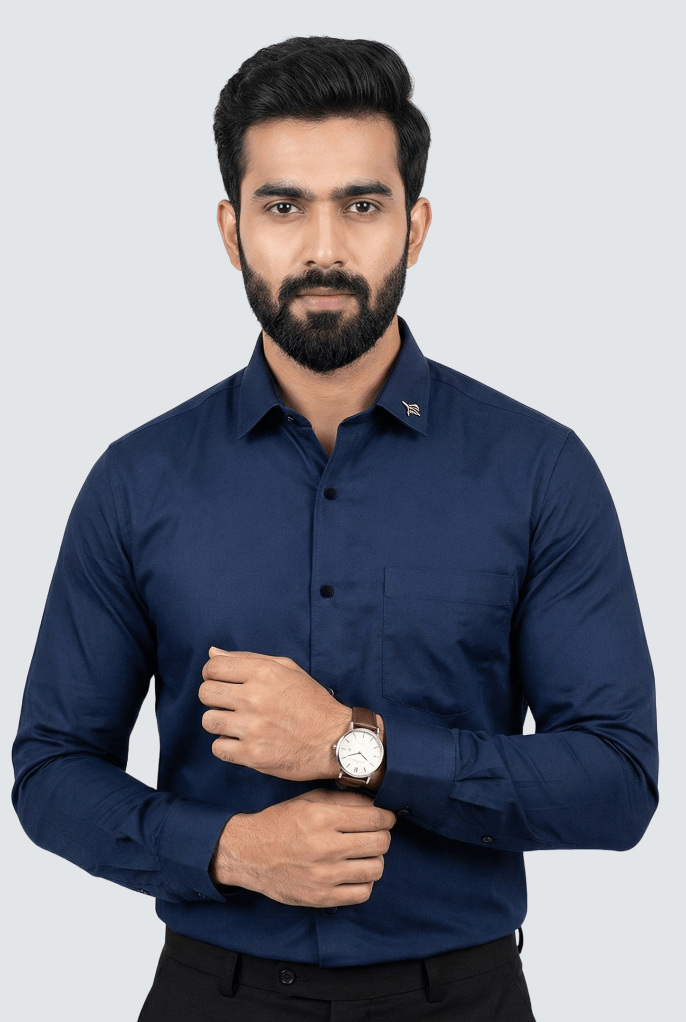 Navy Blue Cotton Shirt for Men – Slim Fit Stylish Wear - KITES CLUB