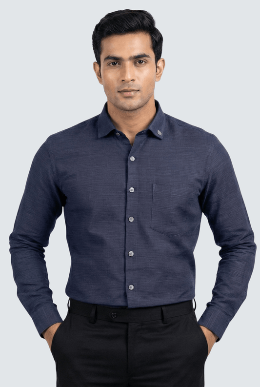 Navy Blue Linen Shirt for Men – Premium Casual Wear - KITES CLUB