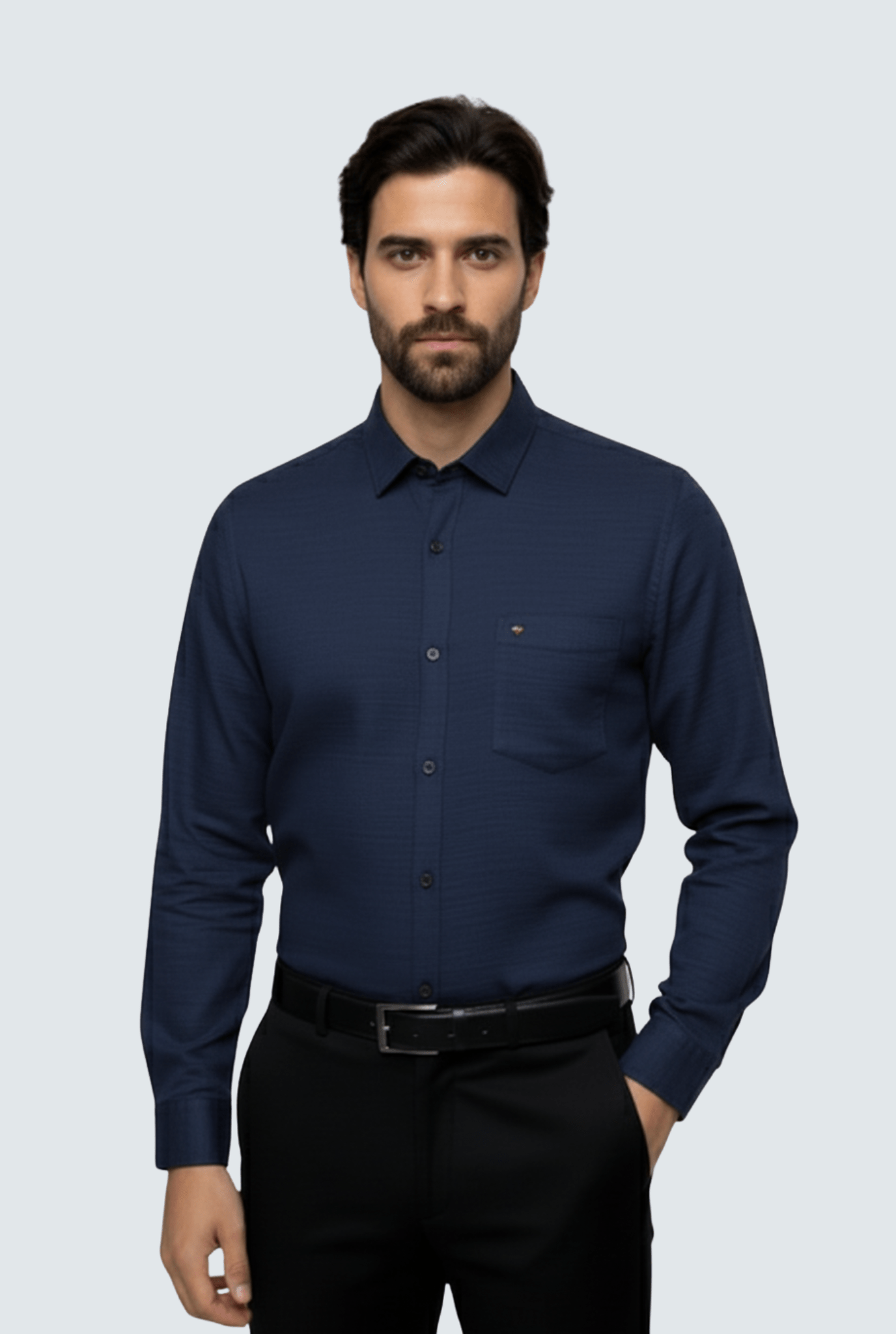 Navy Blue Linen Shirt for Men – Premium Full Sleeve (1710) - KITES CLUB