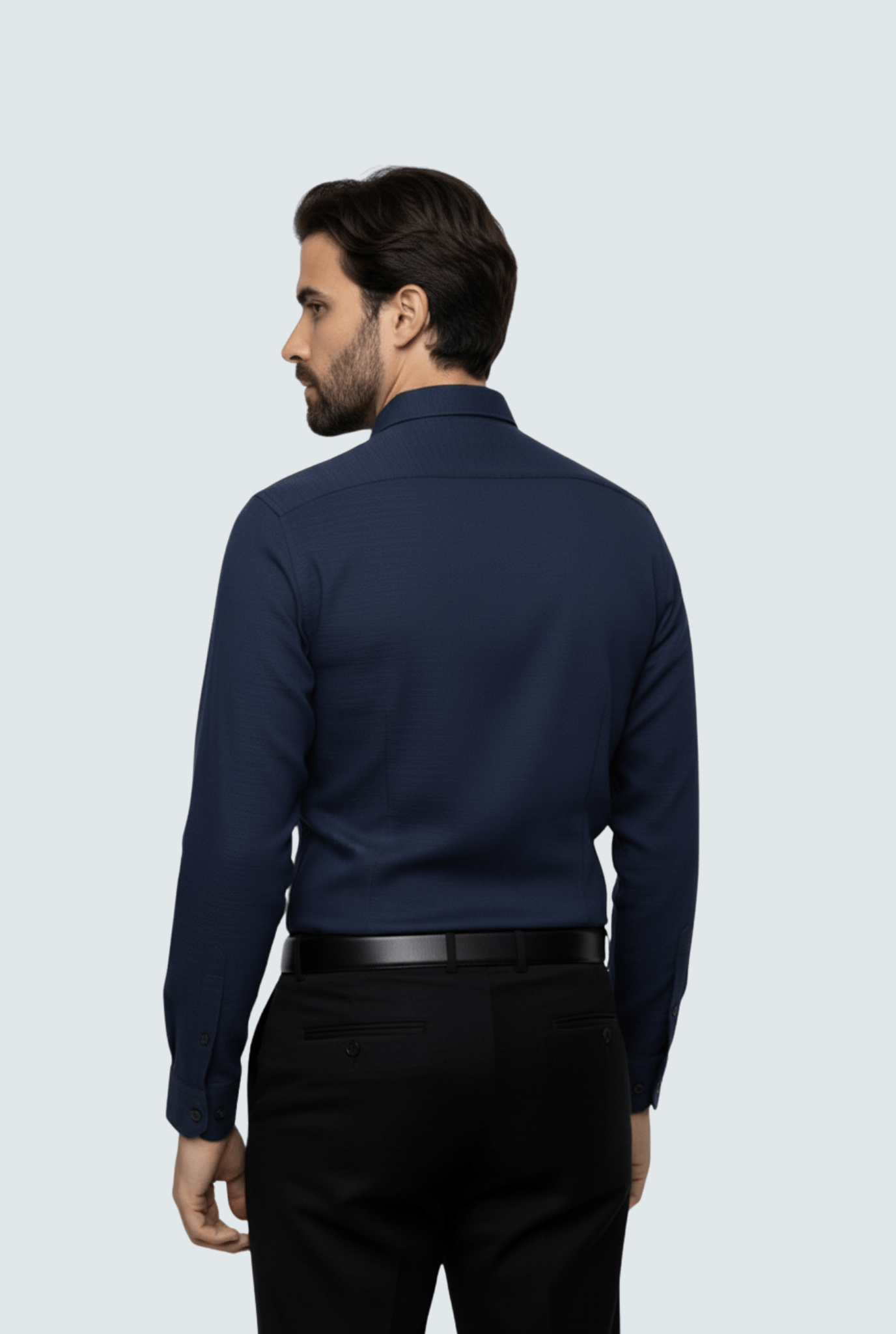 Navy Blue Linen Shirt for Men – Premium Full Sleeve (1710) - KITES CLUB