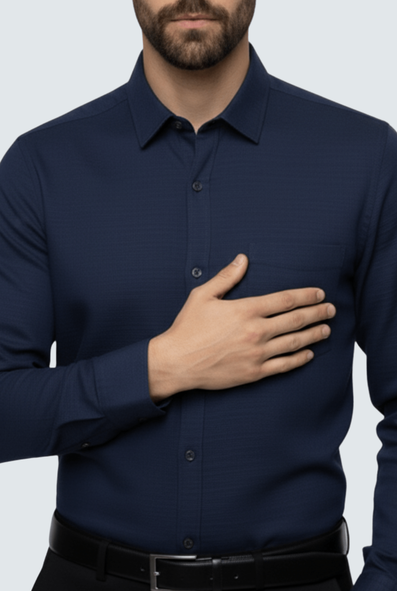 Navy Blue Linen Shirt for Men – Premium Full Sleeve (1710) - KITES CLUB