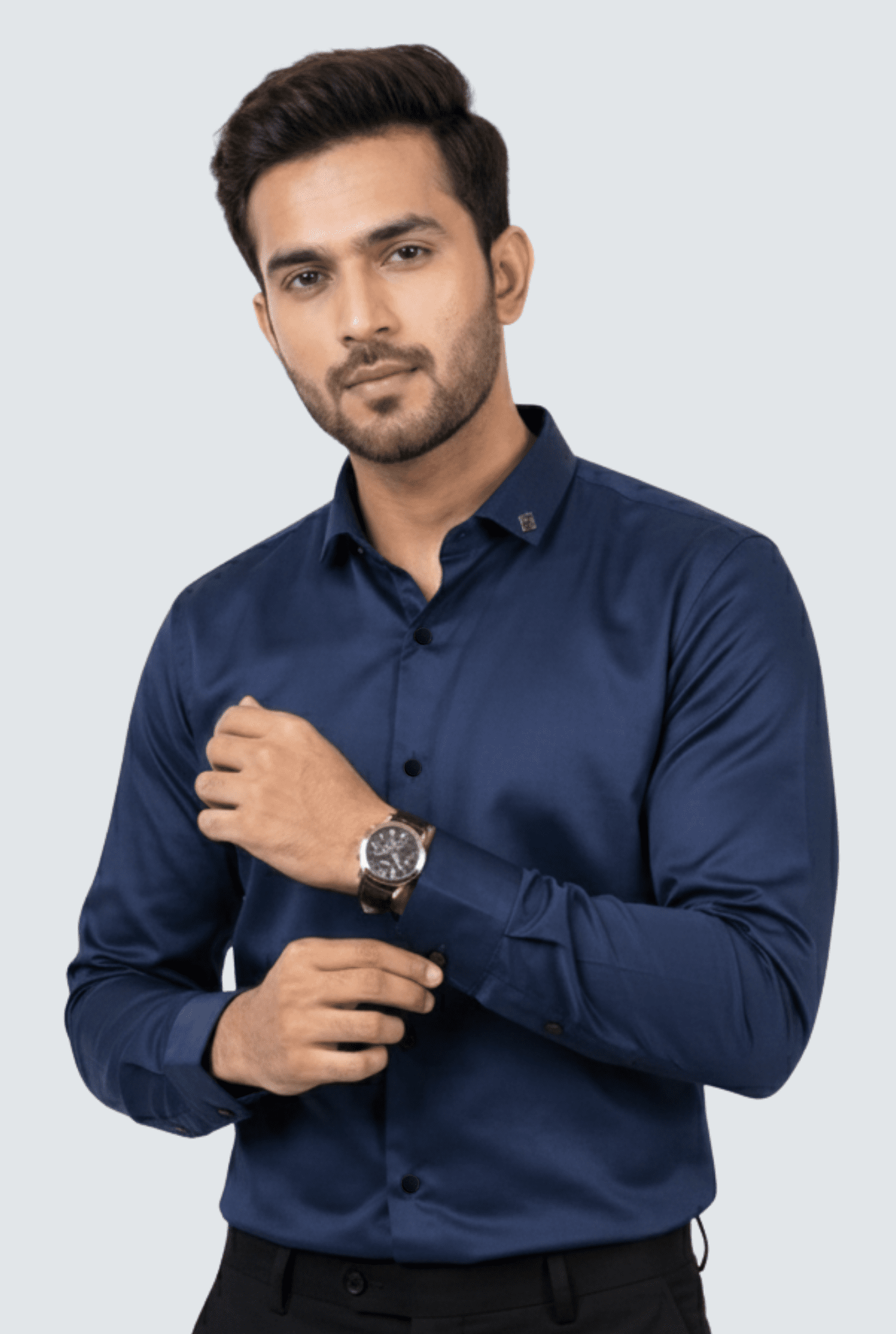 Navy Blue Satin Shirt for Men – Premium Slim Fit - KITES CLUB