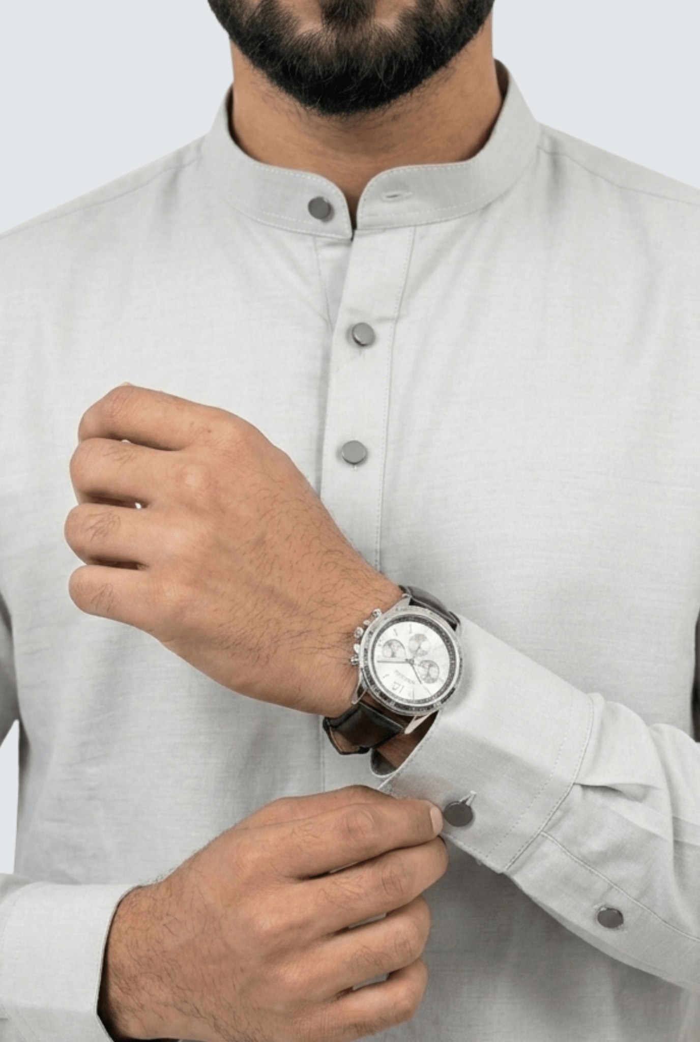 Premium Men’s Satin Short Kurta - Grey (2121) - KITES CLUB