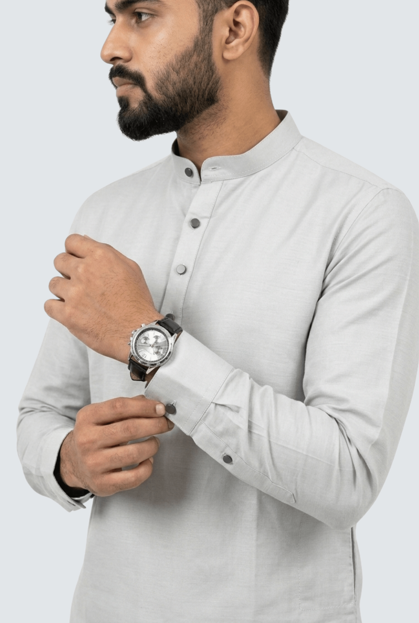Premium Men’s Satin Short Kurta - Grey (2121) - KITES CLUB