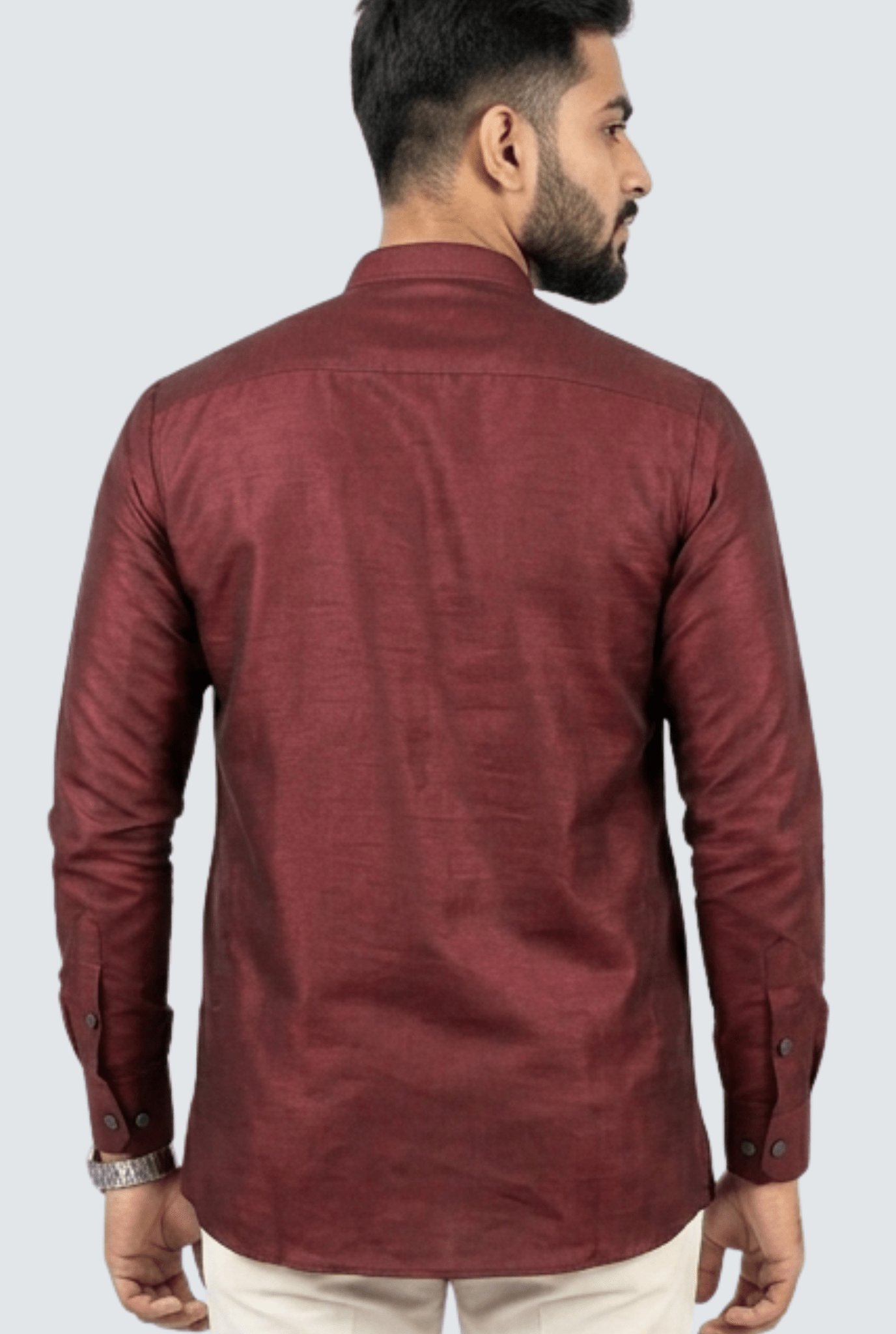 Premium Men’s Satin Short Kurta - Maroon (2121) - KITES CLUB