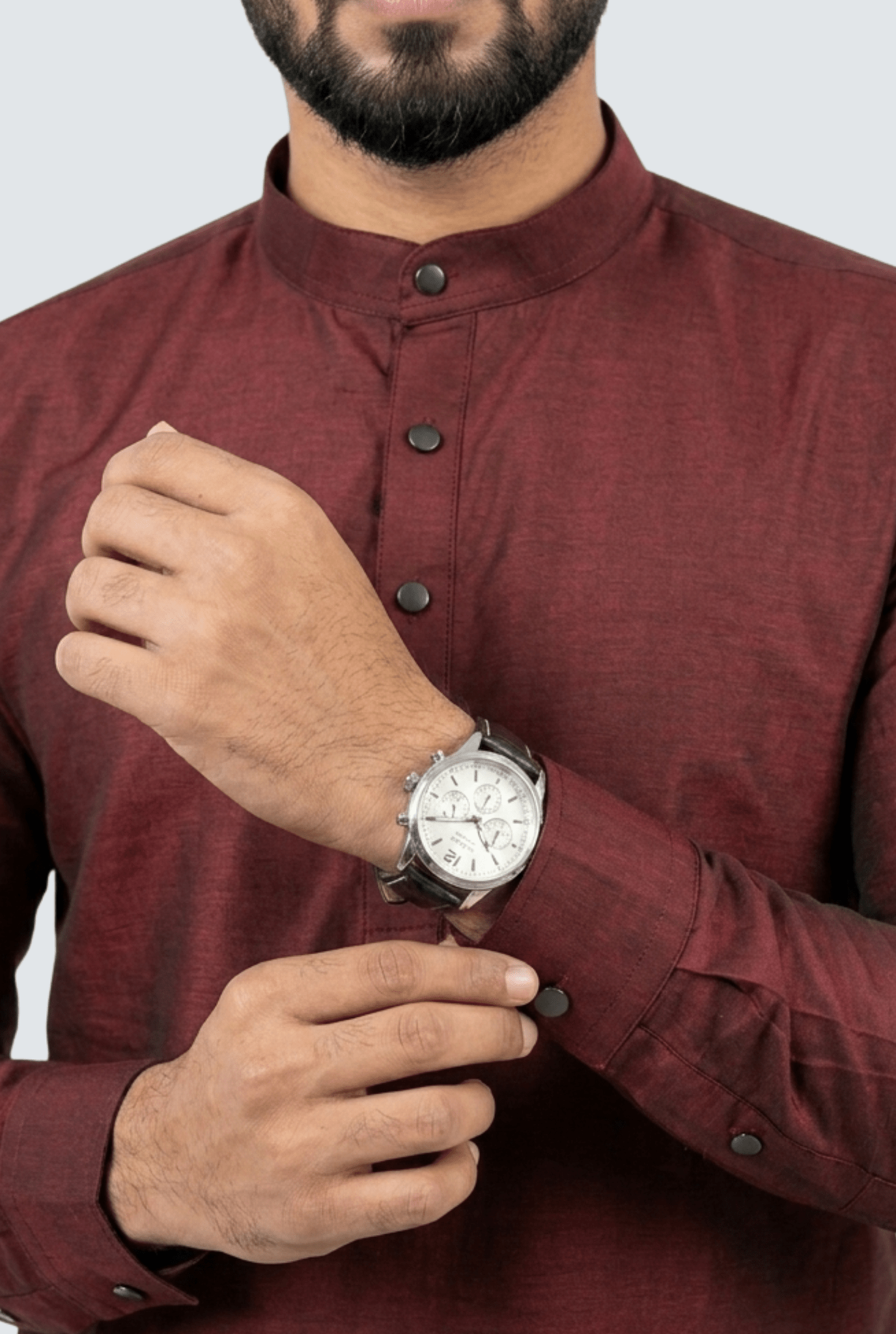 Premium Men’s Satin Short Kurta - Maroon (2121) - KITES CLUB