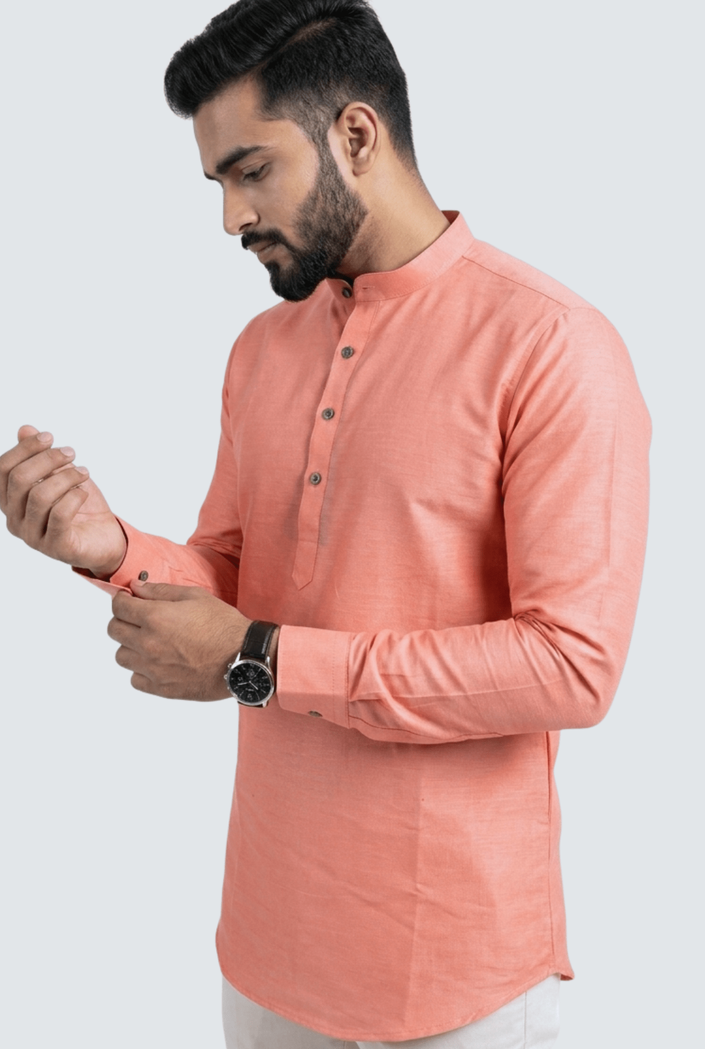 Premium Men’s Satin Short Kurta - Pitch (2121) - KITES CLUB