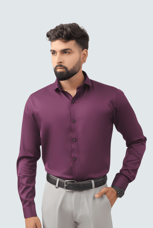"Purple Satin Shirt for Men " A - (847) - KITES CLUB