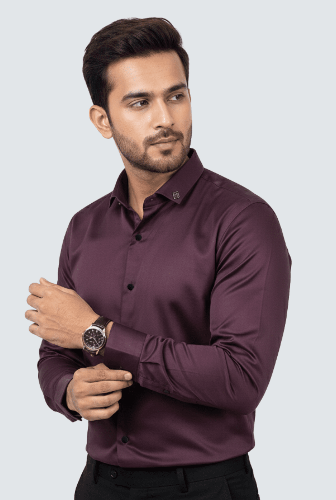 Purple Satin Shirt for Men – Premium Glossy Slim Fit - KITES CLUB