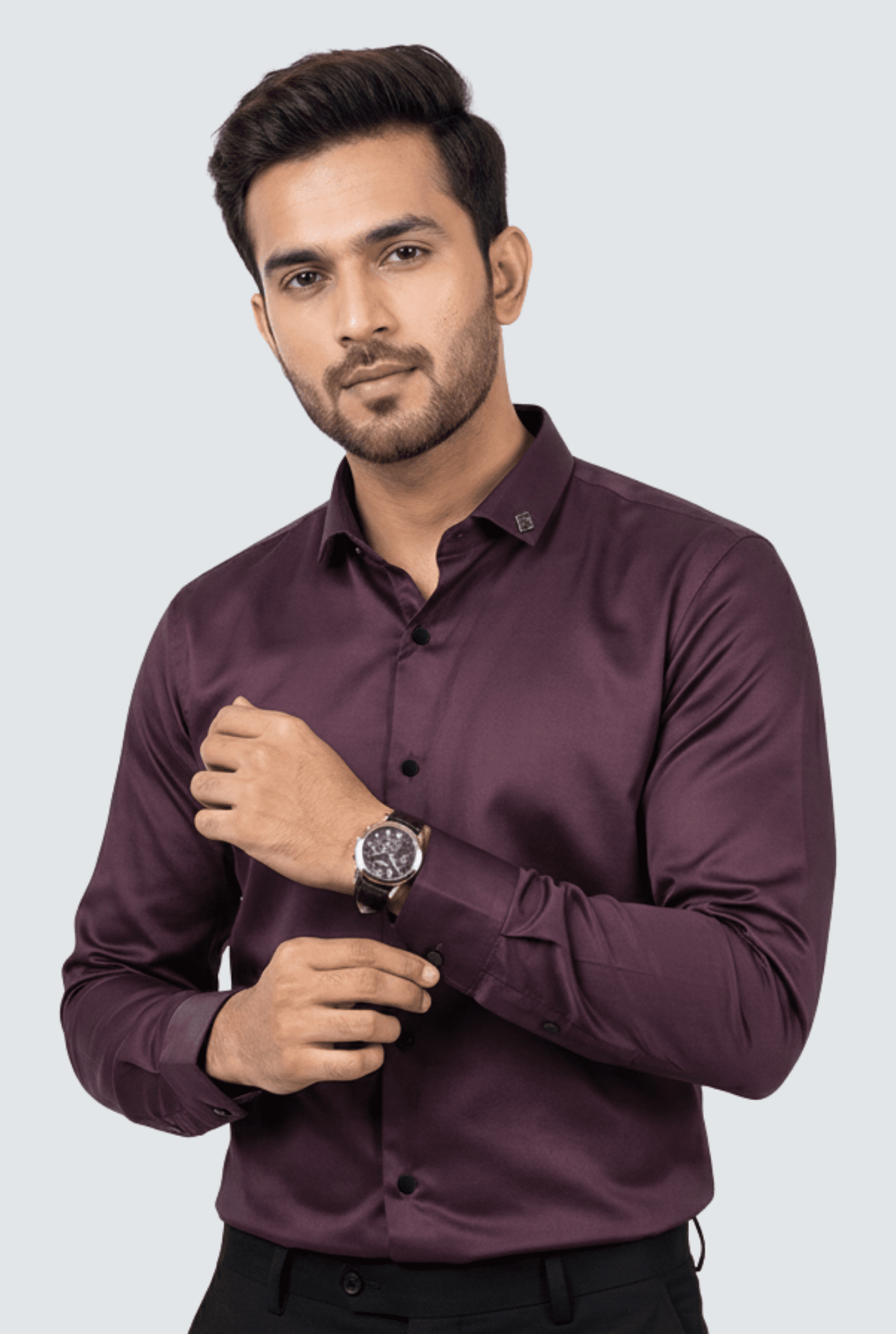 Purple Satin Shirt for Men – Premium Glossy Slim Fit - KITES CLUB