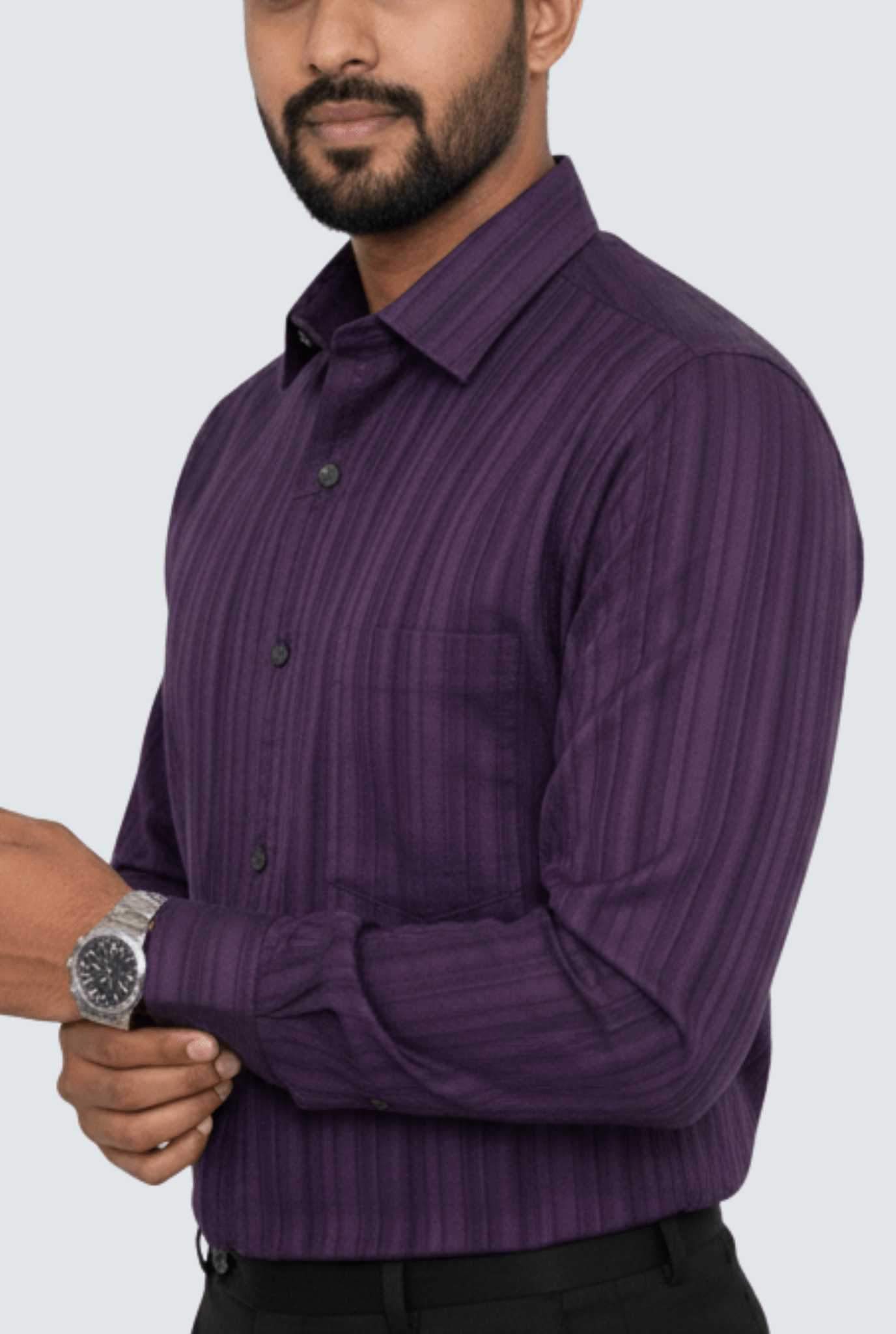 Royal Plum Self Dobby Textured Formal Shirt (1737) - KITES CLUB