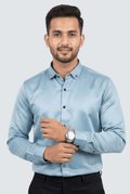 Sky Blue Satin Shirt