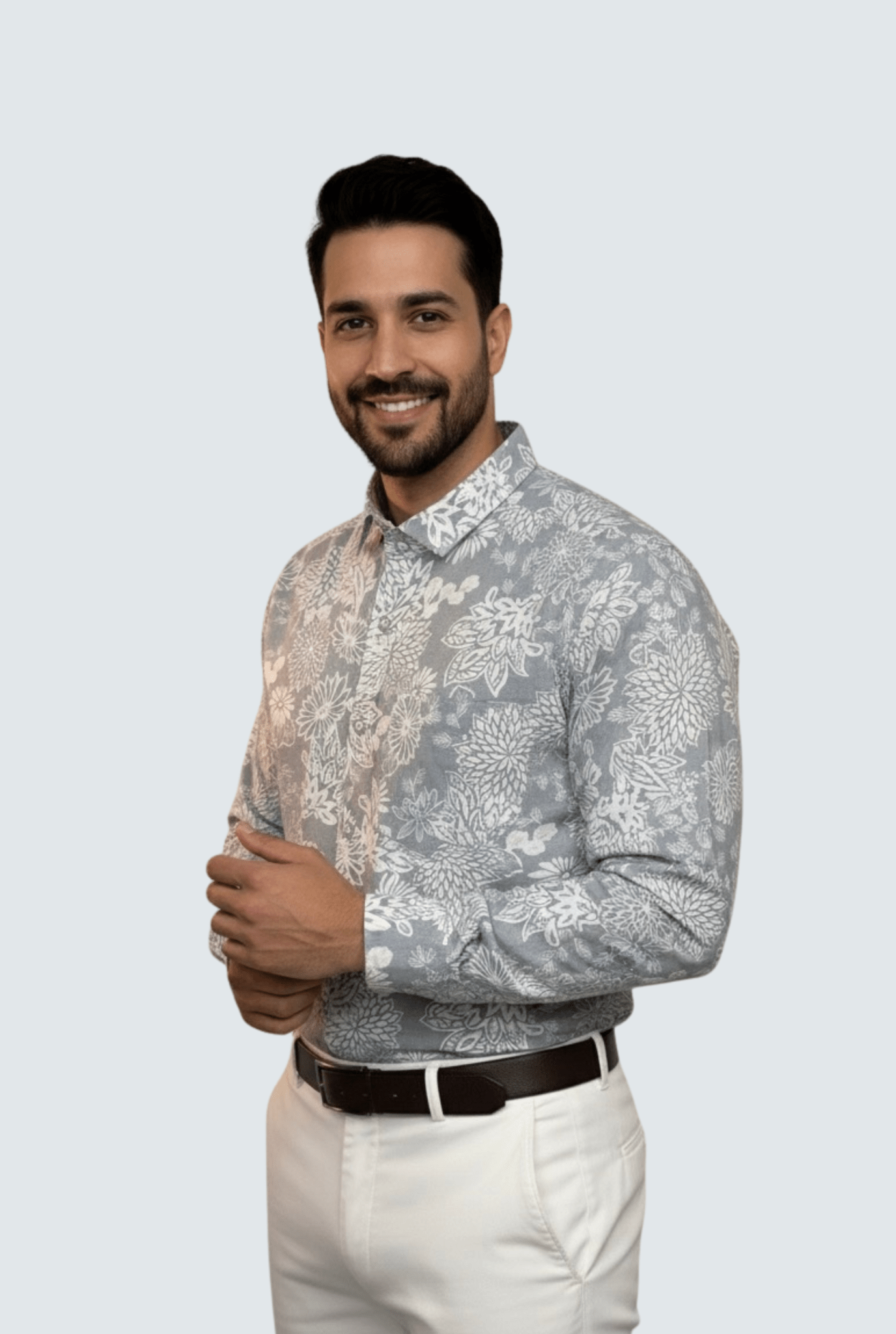 "Stylish Men’s Cotton Floral Blend Printed Shirt " A - (1706) - KITES CLUB