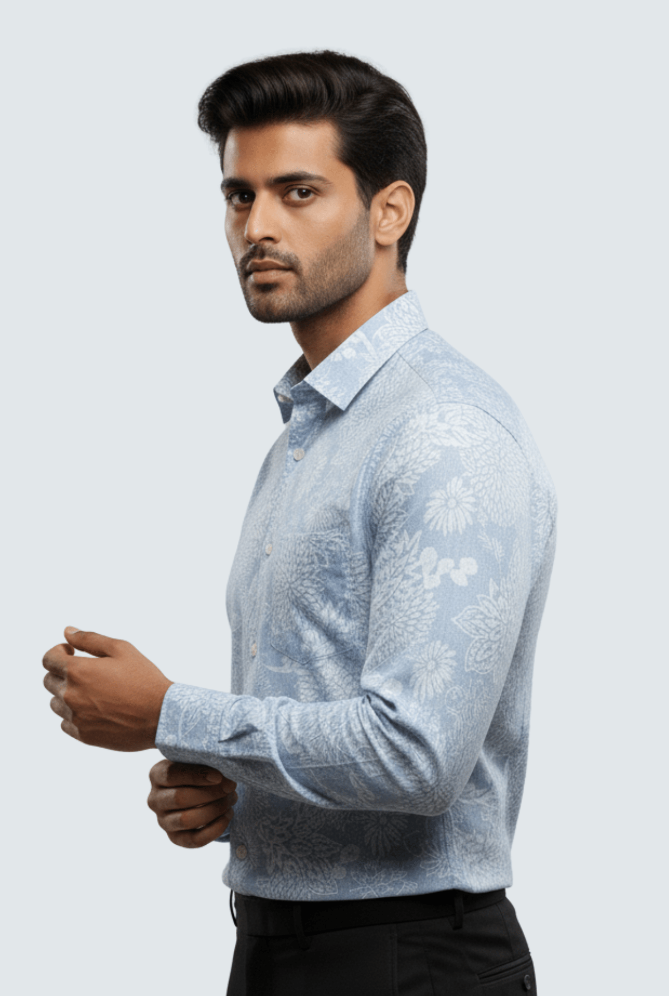 "Stylish Men’s Cotton Floral Blend Printed Shirt " A - (1706) - KITES CLUB
