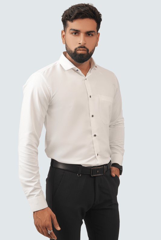 White Cotton Men's Shirt – Timeless Slim Fit Classic A(1262) - KITES CLUB