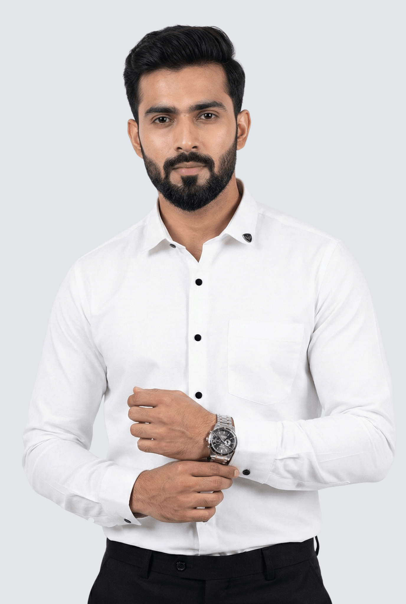 White Cotton Shirt for Men – Slim Fit Classic Wear - KITES CLUB