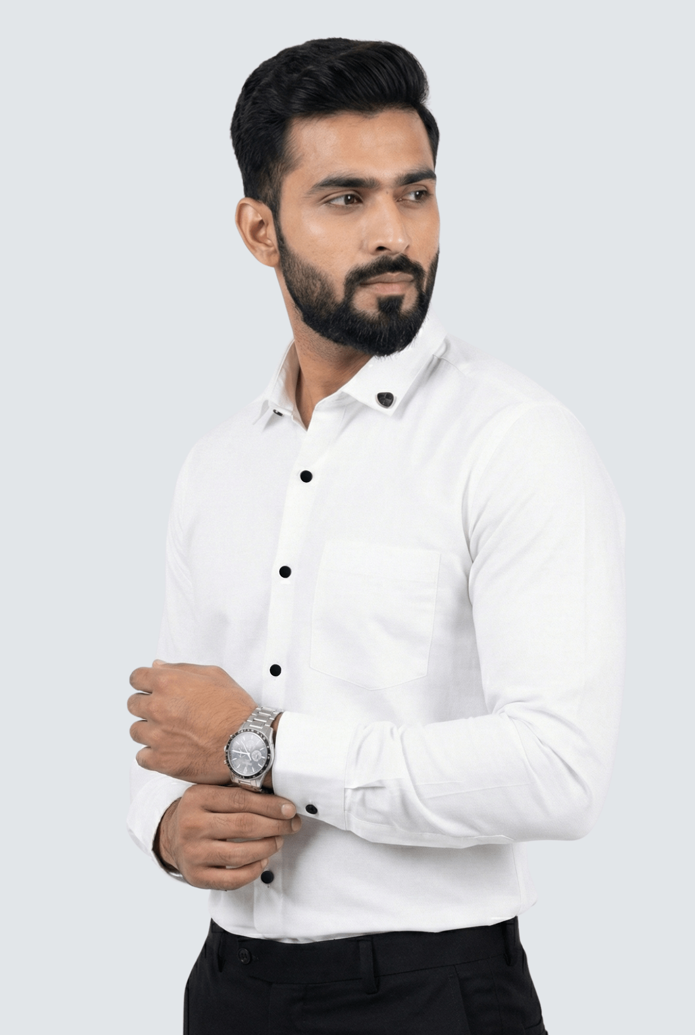 White Cotton Shirt for Men – Slim Fit Classic Wear - KITES CLUB
